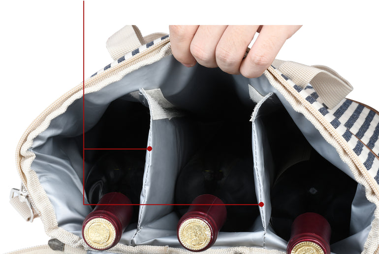 Tirrinia Insulated 3 Bottle Wine Carrier with Corkscrew front view