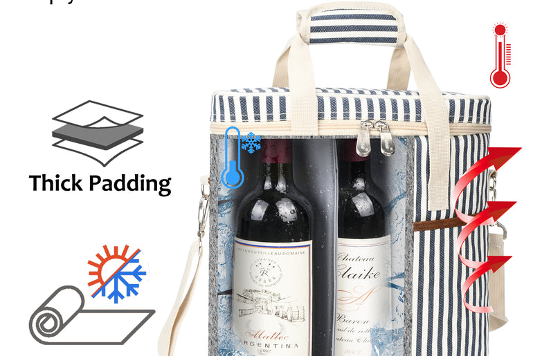 Tirrinia Insulated 3 Bottle Wine Carrier with Corkscrew side view