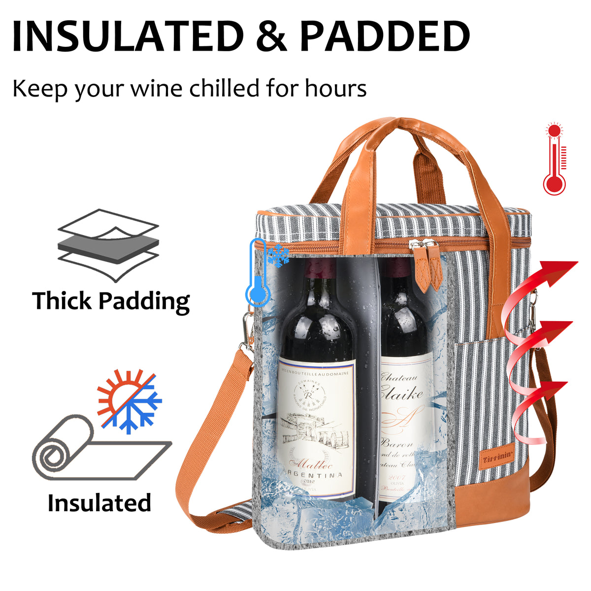 Tirrinia 3 Bottle Wine Carrier for Air Travel detail view