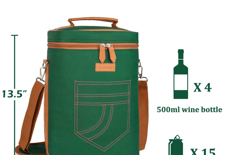 Tirrinia 4 Bottle Wine Cooler Bag for Dinner Party