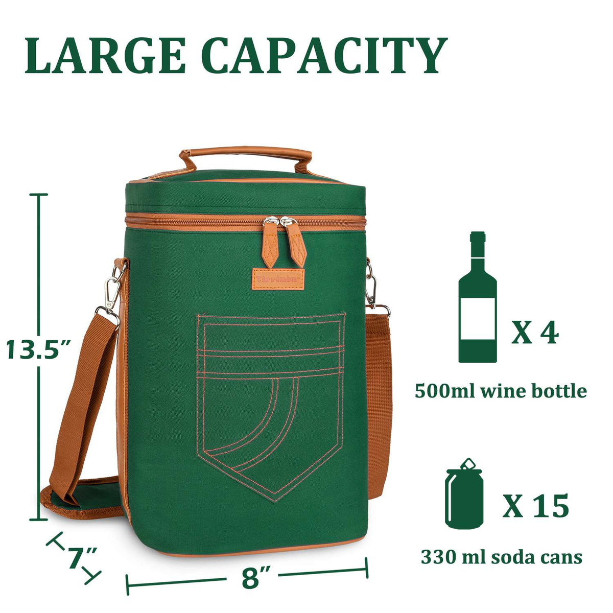 Tirrinia 4 Bottle Wine Cooler Bag for Dinner Party