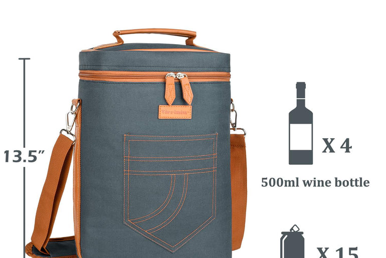 Tirrinia 4 Bottle Wine Cooler Bag for Dinner Party