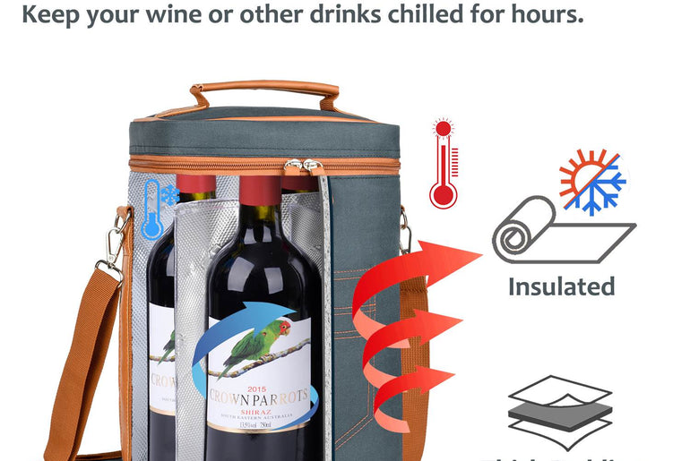 Tirrinia 4 Bottle Wine Cooler Bag for Dinner Party