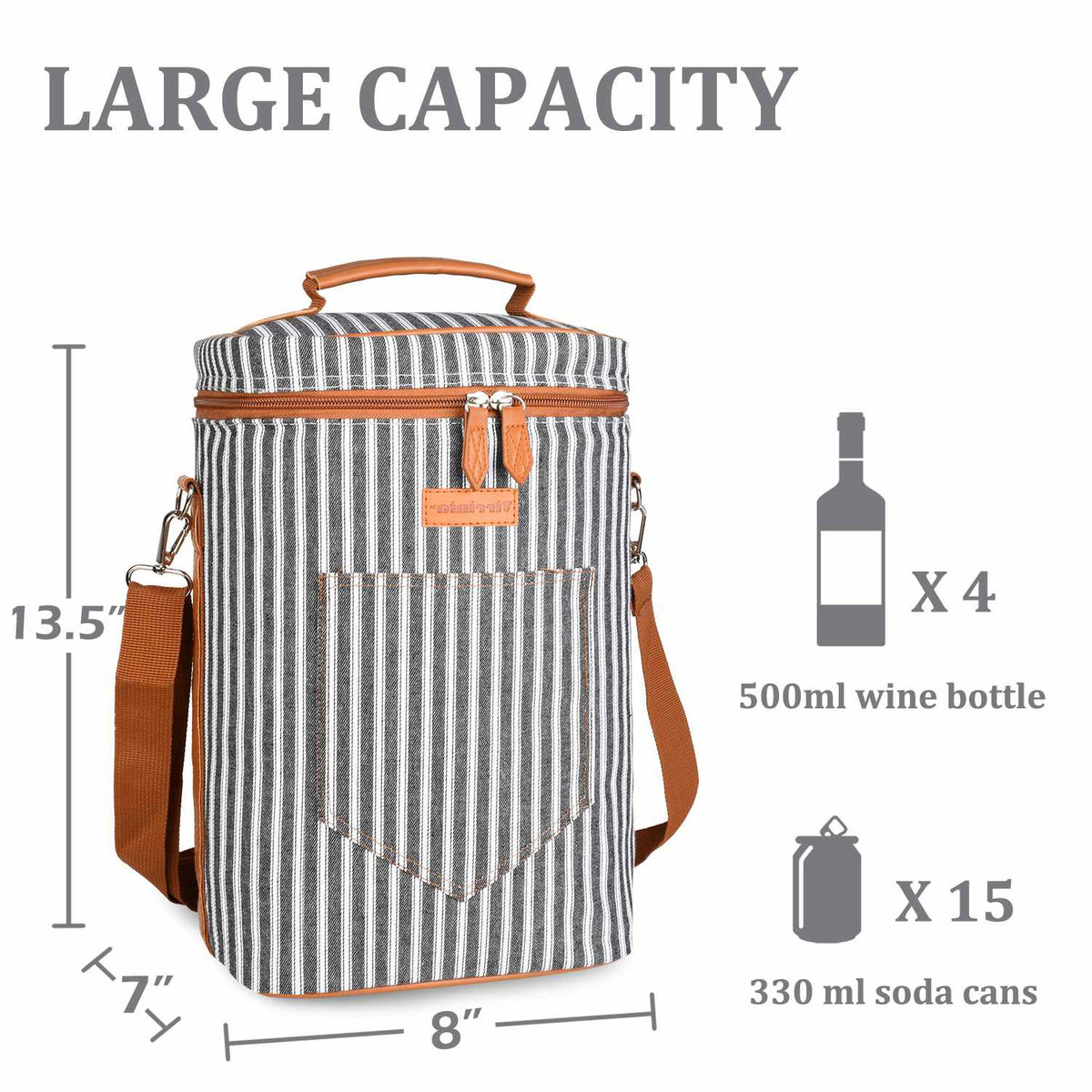 Tirrinia 4 Bottle Wine Cooler Bag for Dinner Party