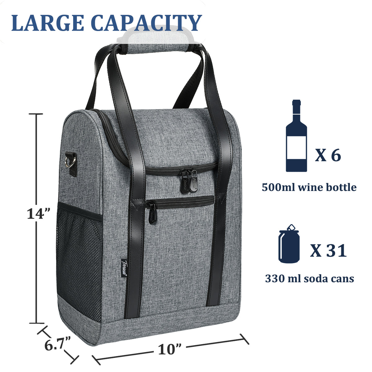 Tirrinia 6 Bottle Wine Purse Cooler for Wine Travel