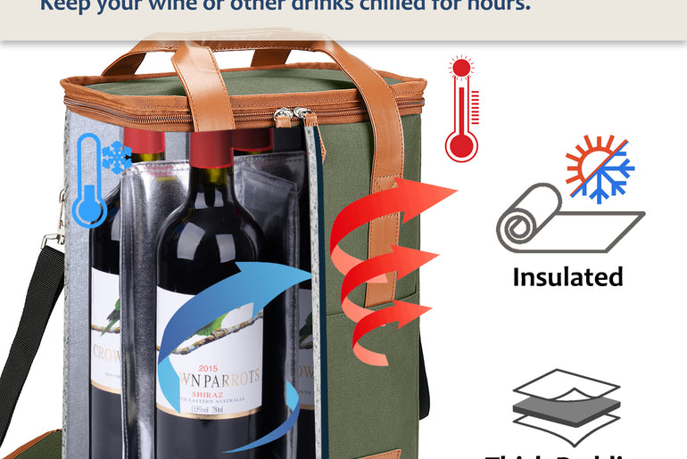 Tirrinia 6 Bottle Wine Purse Cooler for Wine Travel product image 23