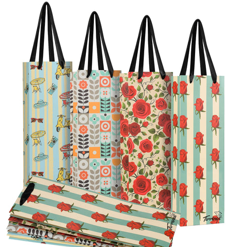 Tirrinia 12pcs Silk Handles Recyclable Paper Wine Gift Bags