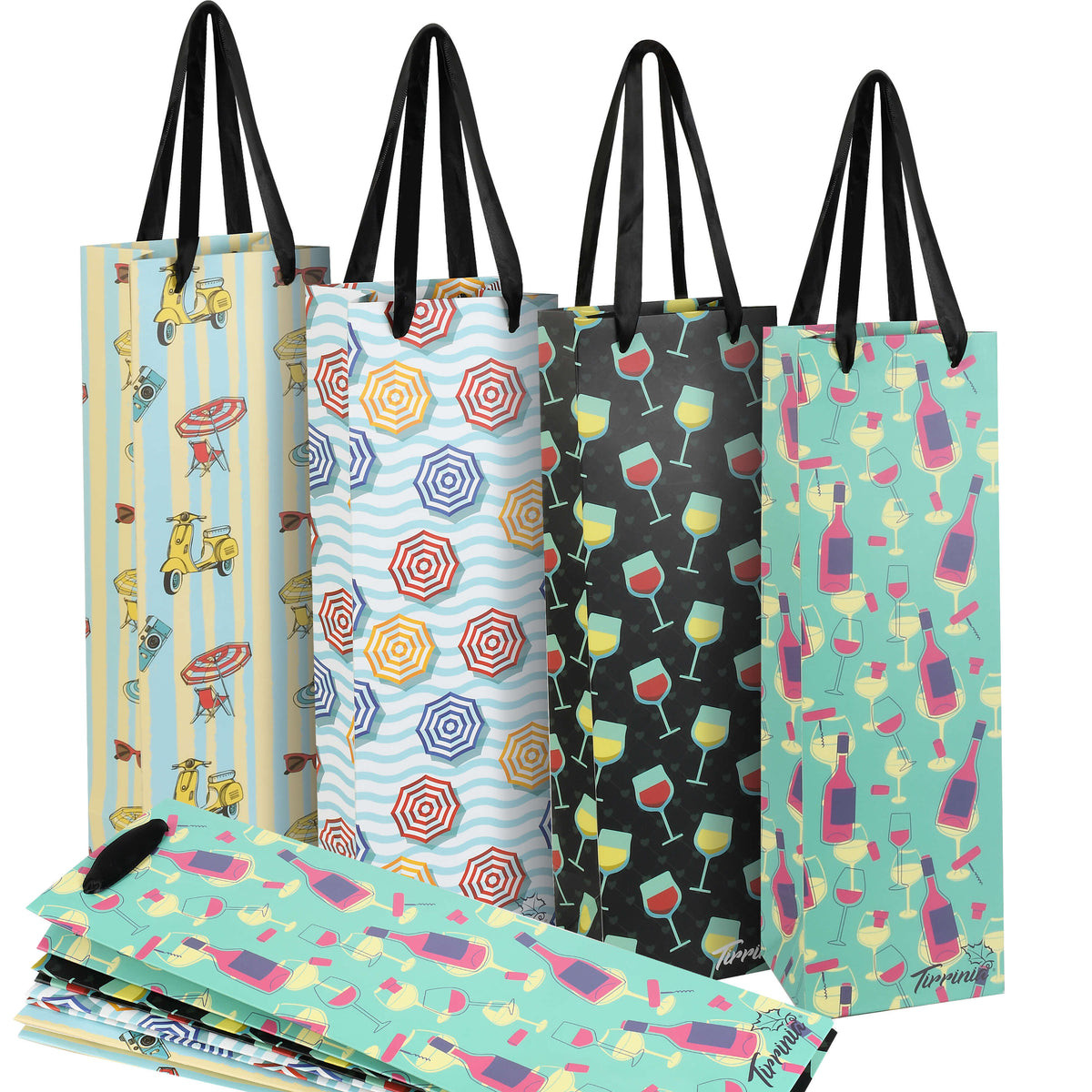 Tirrinia 12pcs Silk Handles Recyclable Paper Wine Gift Bags - Home and Garden product photo