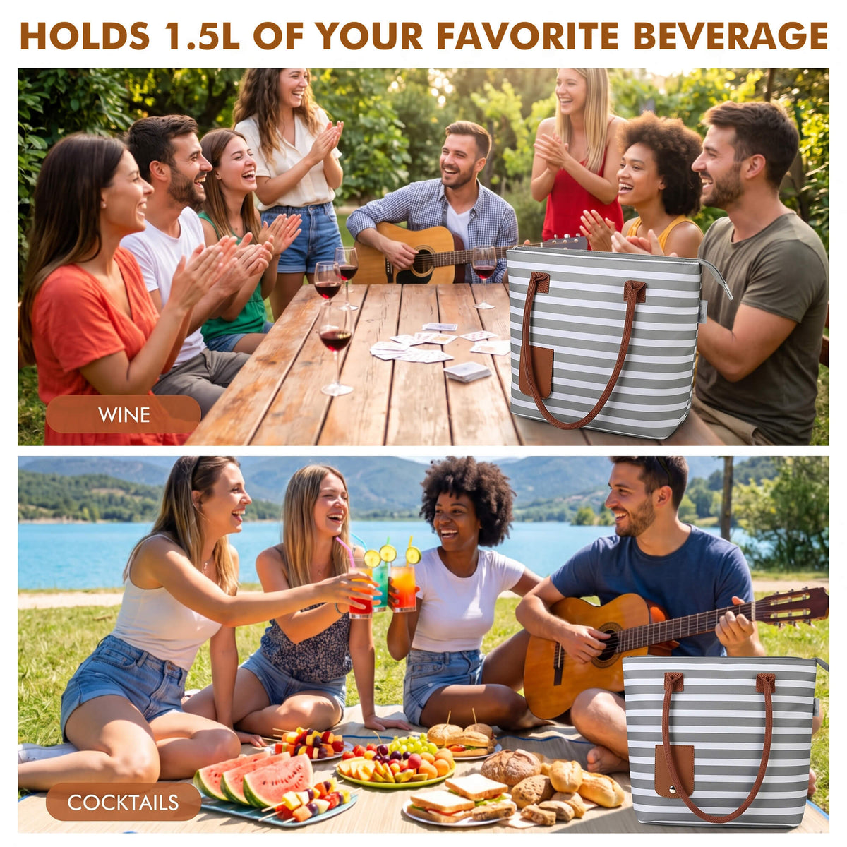 1.5L Wine Purse with Hidden Spout & Wine Bladder – Insulated Wine Tote Bag, Reusable Wine Travel Bag for Picnics, Beach & Parties