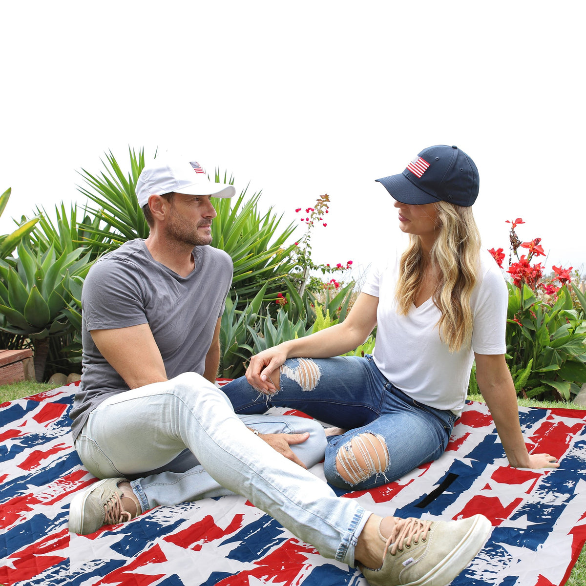 Quality Large Picnic Blanket 70" X 80" with USA Pattern Design