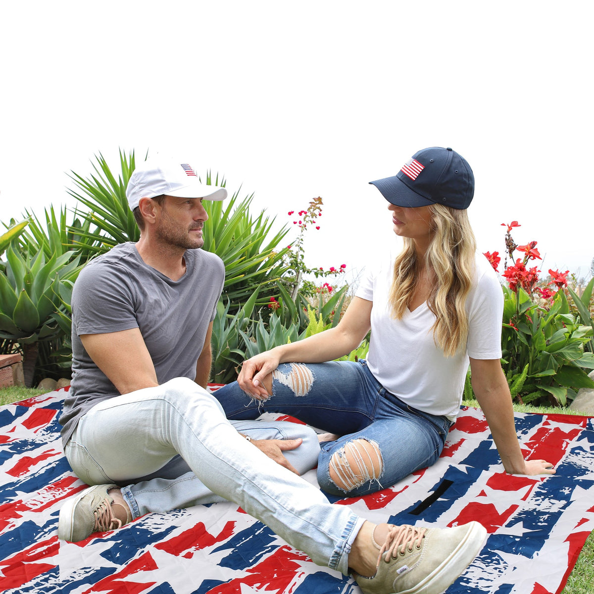 Quality Large Picnic Blanket 70" X 80" with USA Pattern Design