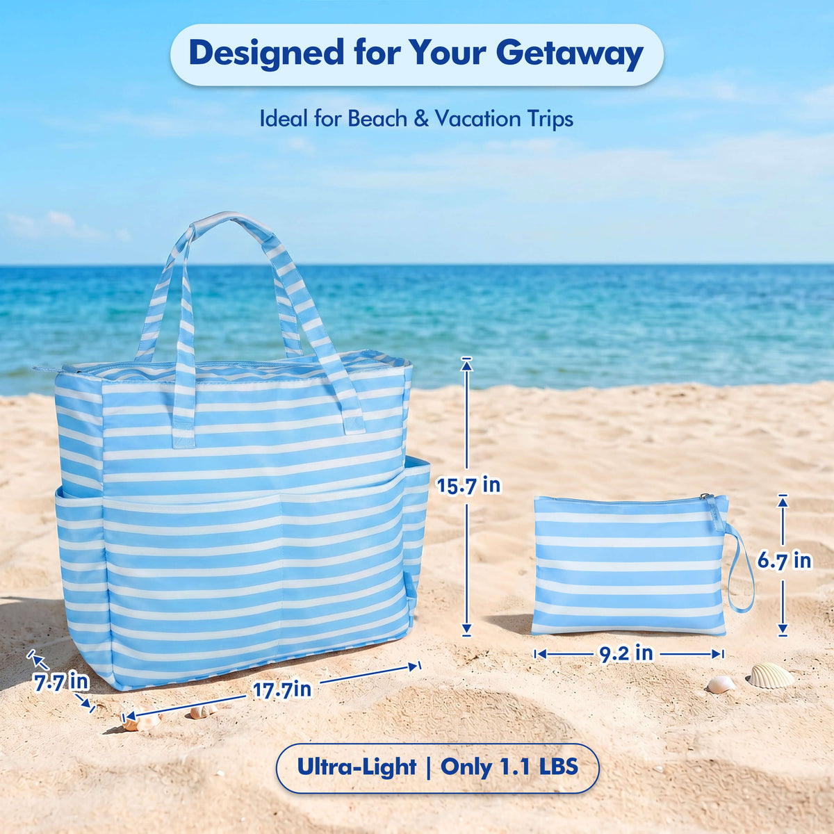 Tirrinia Extra Large Beach Tote Bag – Waterproof Travel Tote with Wet & Dry Separation newarrivals style