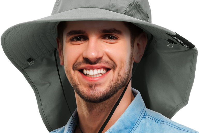 Tirrrinia Men's Wide Brim Sun Hat with Neck Flap