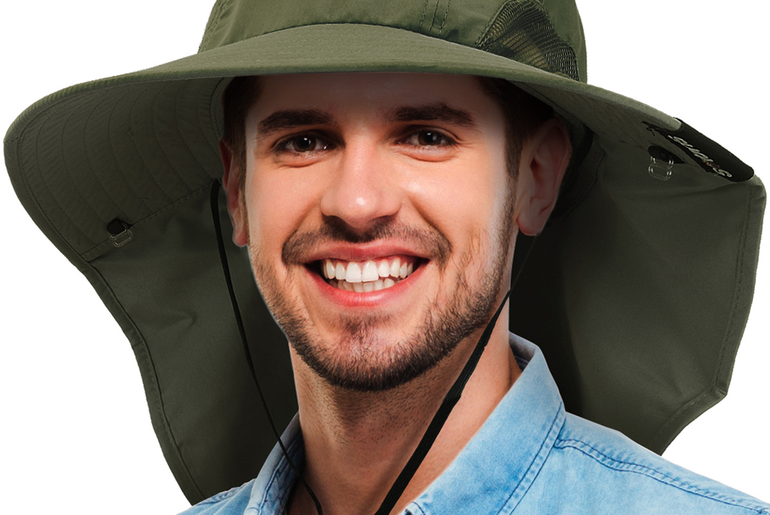 Tirrrinia Men's Wide Brim Sun Hat with Neck Flap