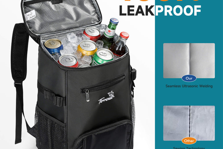 Tirrinia Cooler Backpack Insulated Leakproof, 20L Backpack Cooler Holds 33 Cans, Lightweight Soft Cooler Bag with Bottle Opener for Beach, Picnic, Camping, Hiking, Travel