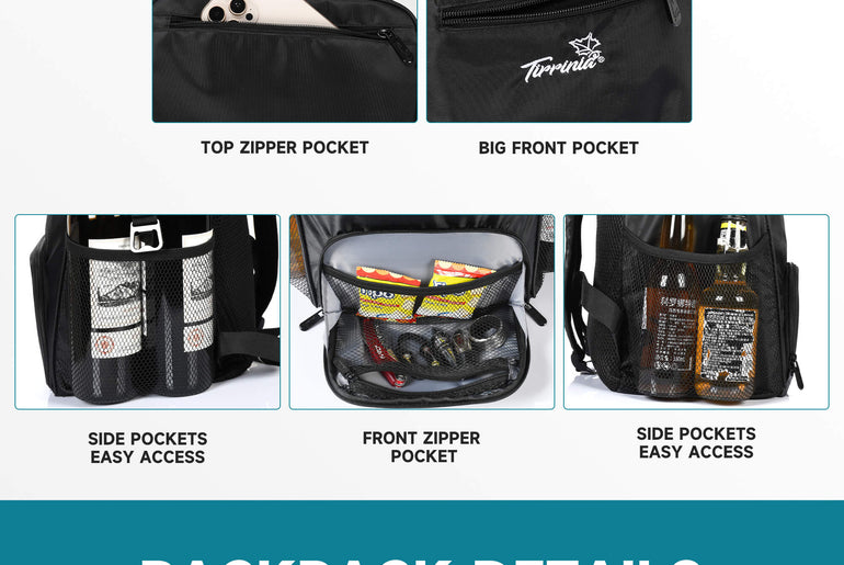 Tirrinia Cooler Backpack Insulated Leakproof, 20L Backpack Cooler Holds 33 Cans, Lightweight Soft Cooler Bag with Bottle Opener for Beach, Picnic, Camping, Hiking, Travel
