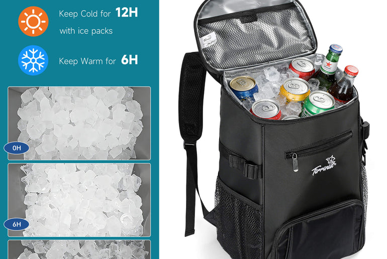 Tirrinia Cooler Backpack Insulated Leakproof, 20L Backpack Cooler Holds 33 Cans, Lightweight Soft Cooler Bag with Bottle Opener for Beach, Picnic, Camping, Hiking, Travel