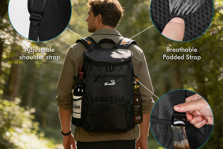 Tirrinia Cooler Backpack Insulated Leakproof, 20L Backpack Cooler Holds 33 Cans, Lightweight Soft Cooler Bag with Bottle Opener for Beach, Picnic, Camping, Hiking, Travel