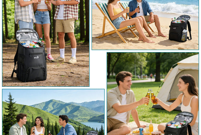 Tirrinia Cooler Backpack Insulated Leakproof, 20L Backpack Cooler Holds 33 Cans, Lightweight Soft Cooler Bag with Bottle Opener for Beach, Picnic, Camping, Hiking, Travel