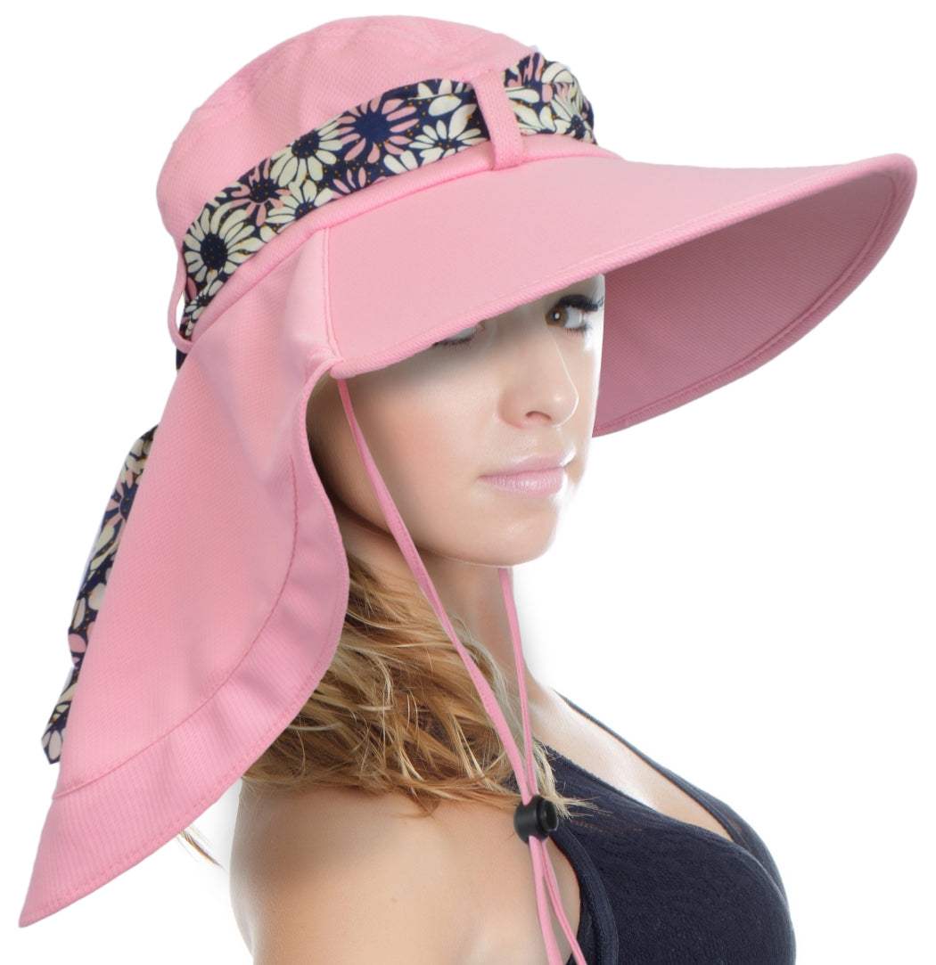 Tirrinia Women UPF50+ Sun Hat with Floral Ribbon