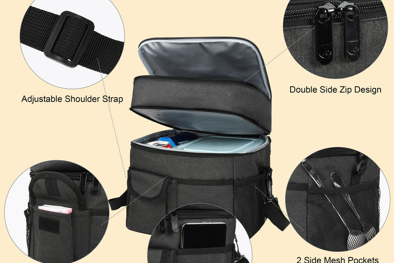 Tirrinia Large Double-Layer Insulated Lunch Bag with Pocket product image 9