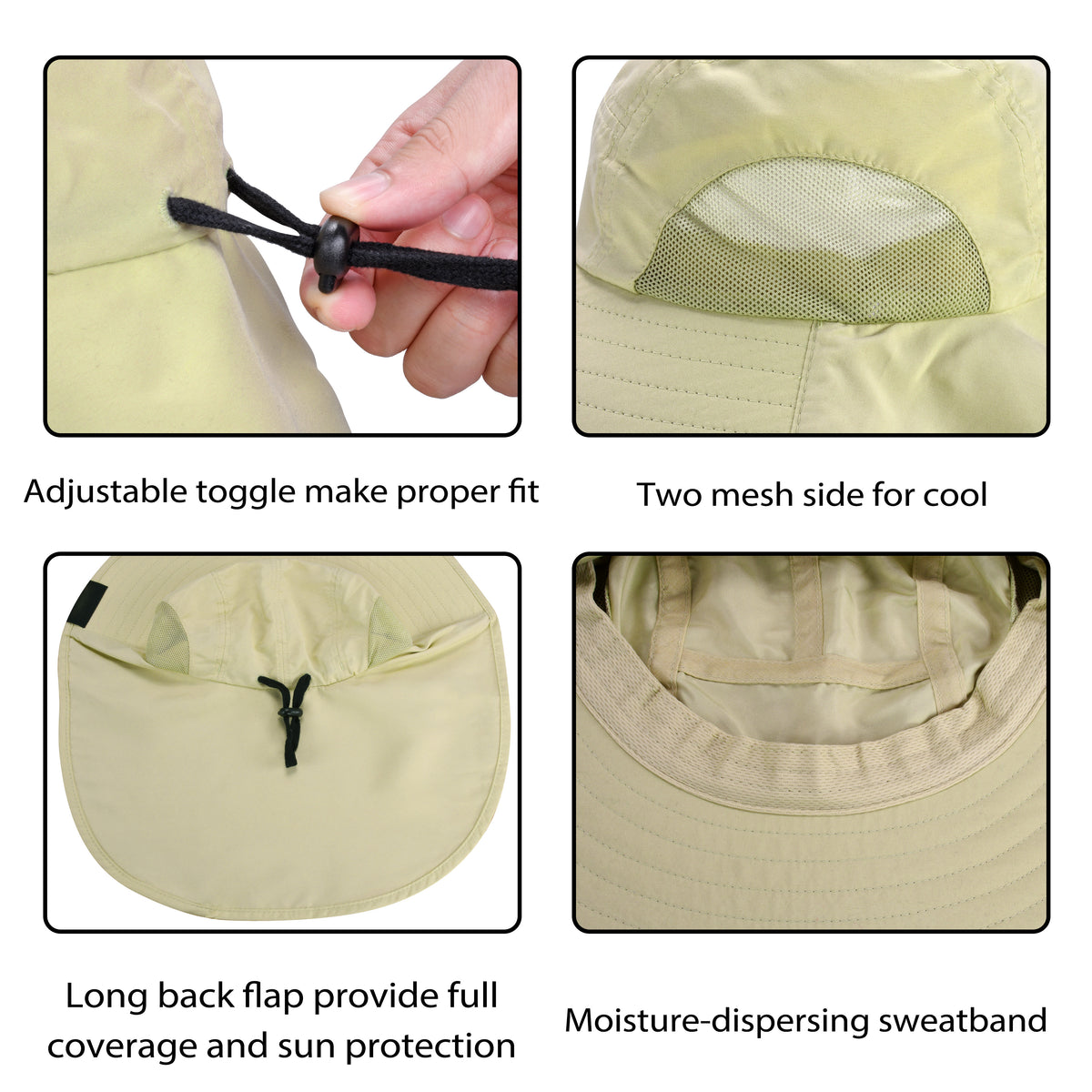 Tirrrinia Men's Wide Brim Sun Hat with Neck Flap