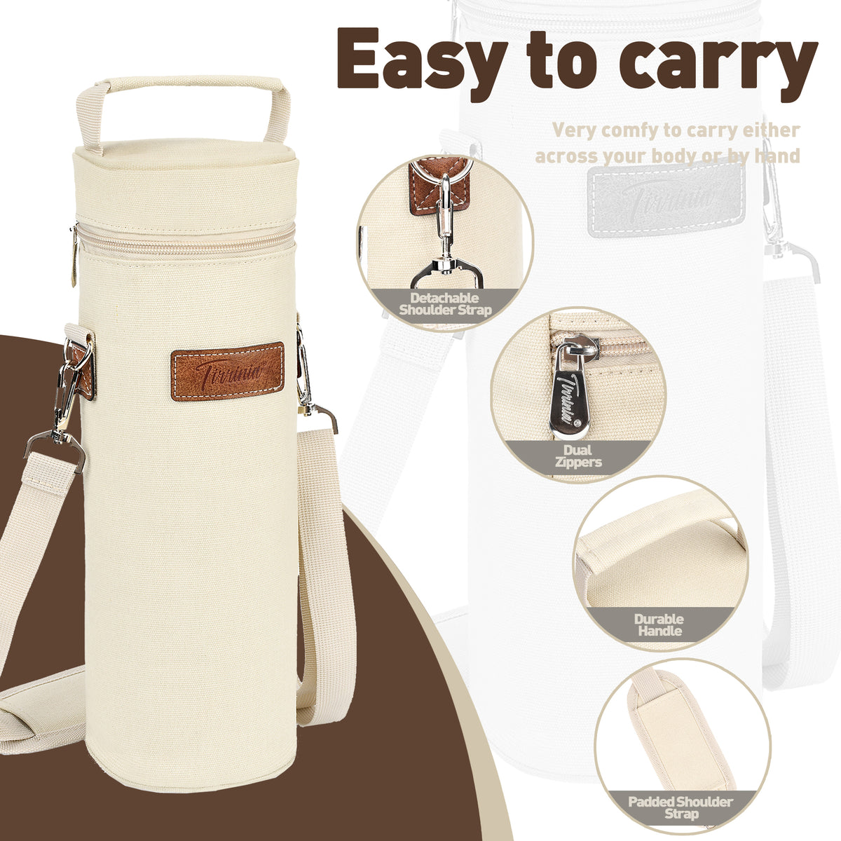 Tirrinia Single Portable Wine Tote Bag for BYOB Restaurants