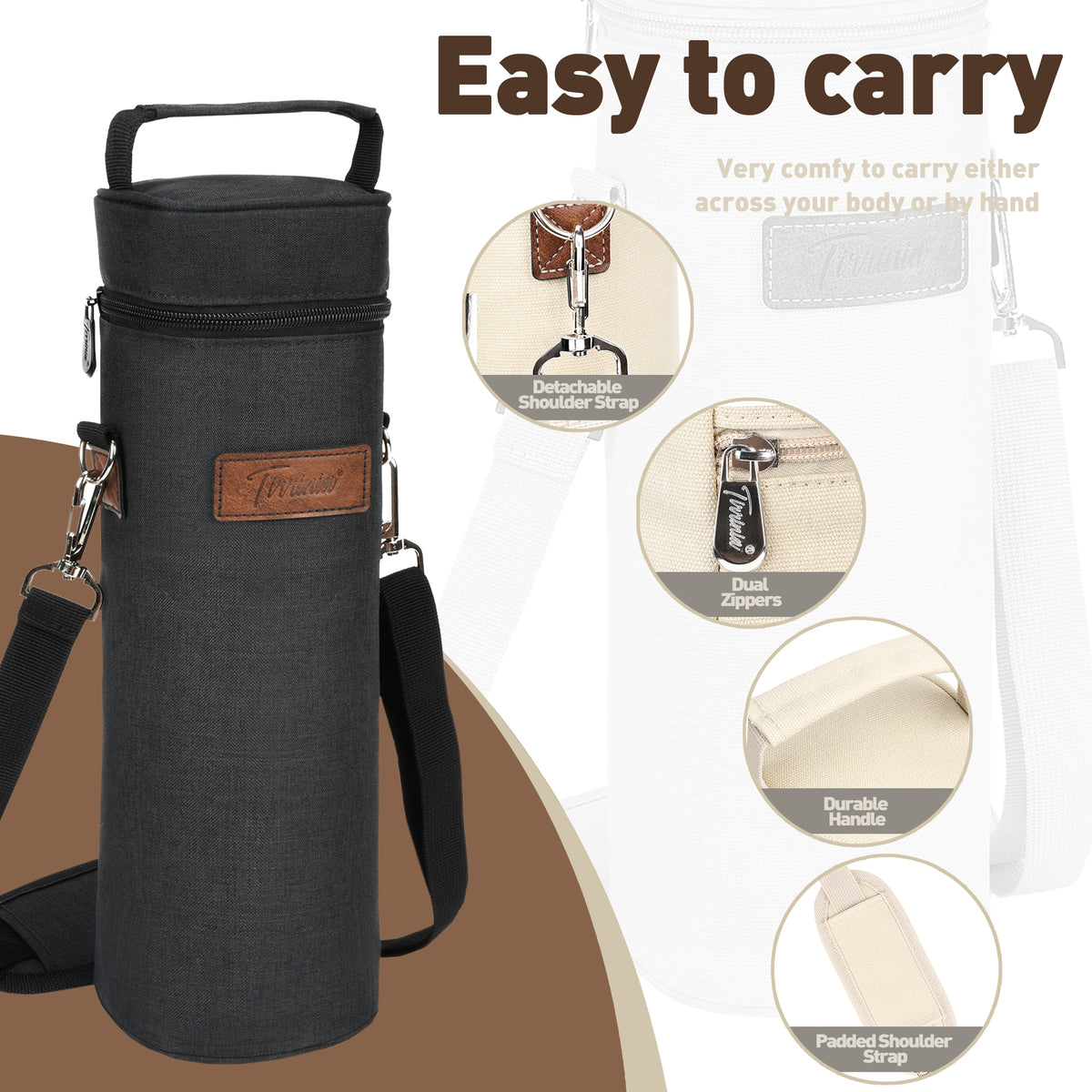 Tirrinia Single Portable Wine Tote Bag for BYOB Restaurants