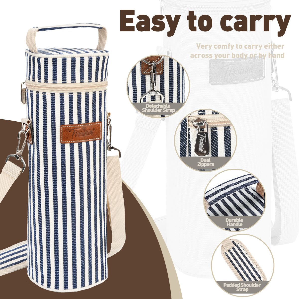 Tirrinia Single Portable Wine Tote Bag for BYOB Restaurants