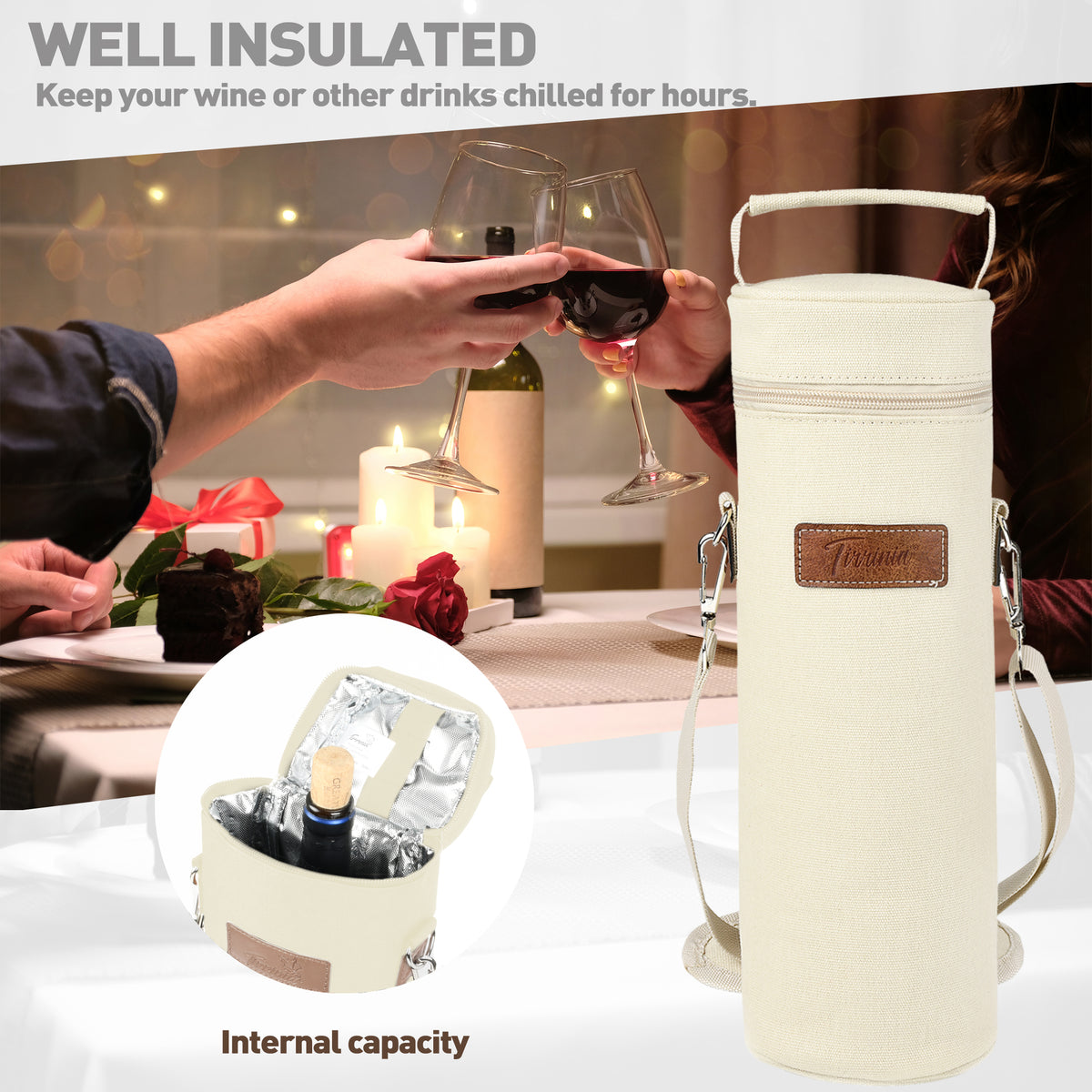 Tirrinia Single Portable Wine Tote Bag for BYOB Restaurants