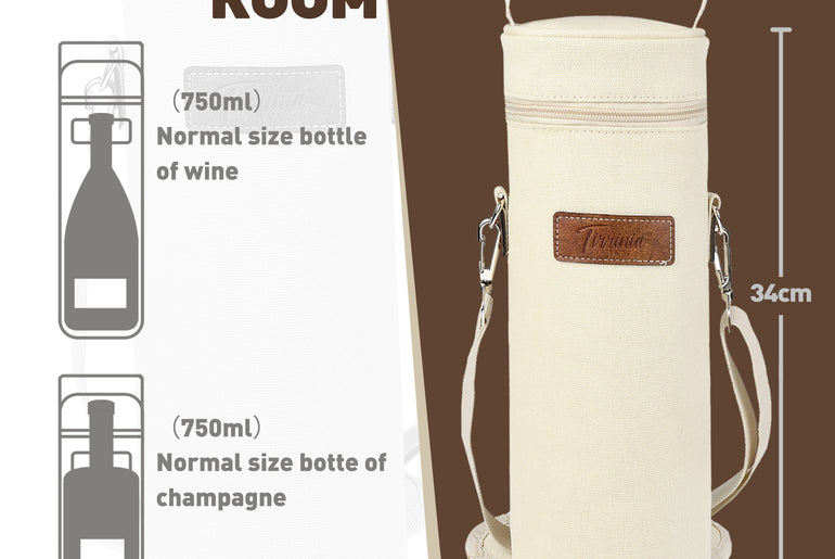 Tirrinia Single Portable Wine Tote Bag for BYOB Restaurants