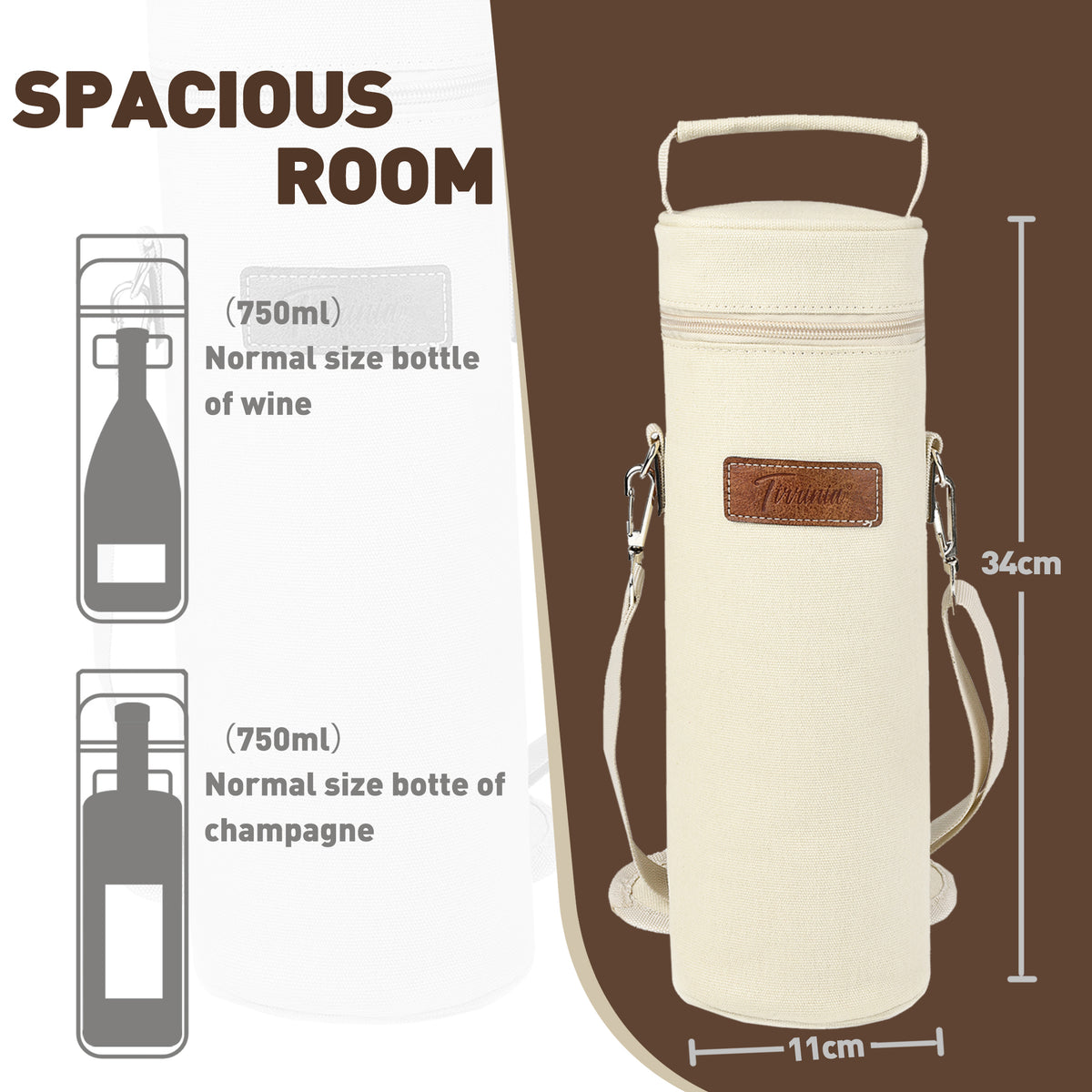 Tirrinia Single Portable Wine Tote Bag for BYOB Restaurants