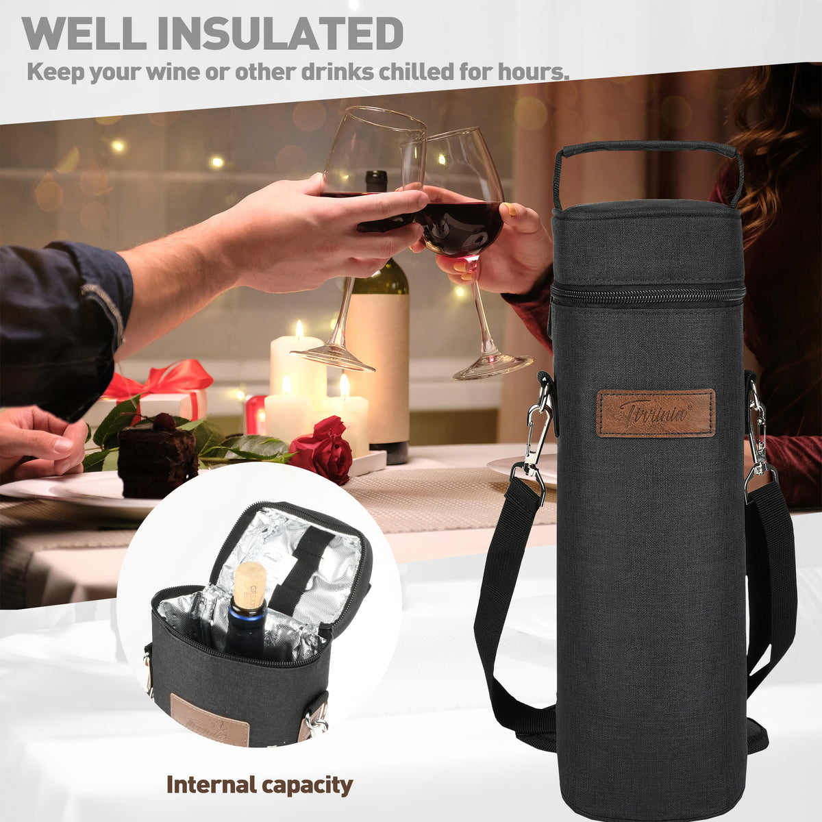 Tirrinia Single Portable Wine Tote Bag for BYOB Restaurants
