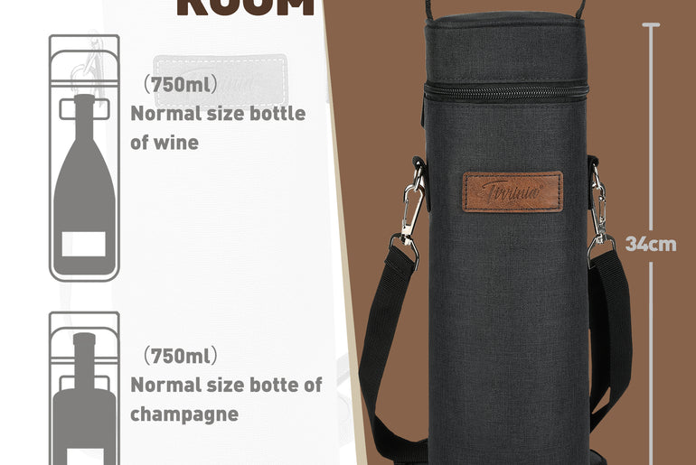 Tirrinia Single Portable Wine Tote Bag for BYOB Restaurants