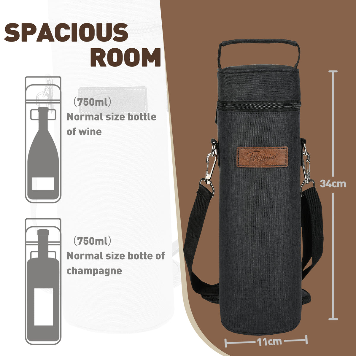 Tirrinia Single Portable Wine Tote Bag for BYOB Restaurants