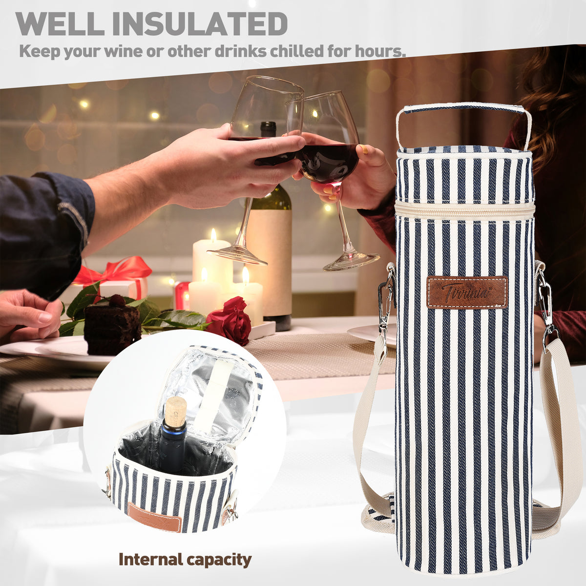 Tirrinia Single Portable Wine Tote Bag for BYOB Restaurants