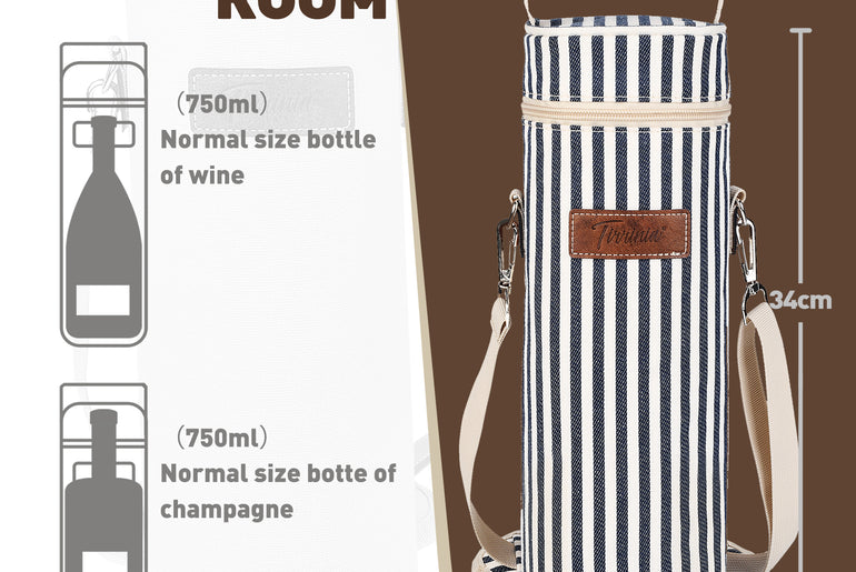 Tirrinia Single Portable Wine Tote Bag for BYOB Restaurants