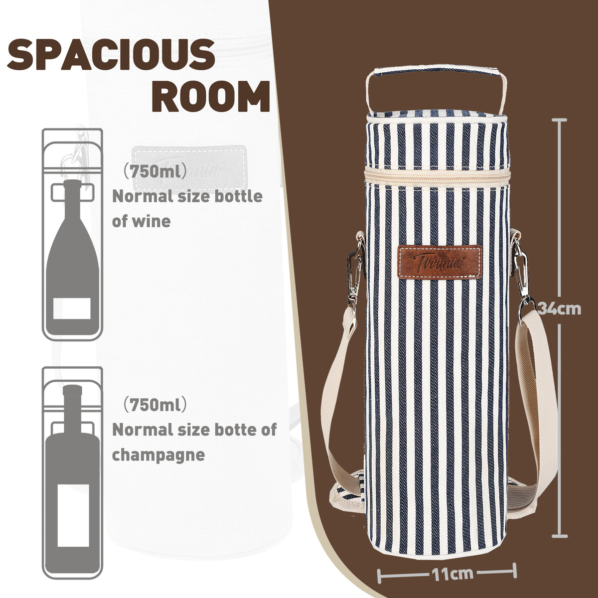 Tirrinia Single Portable Wine Tote Bag for BYOB Restaurants