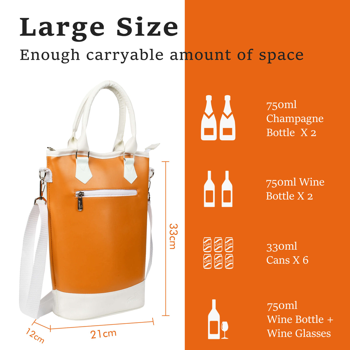 Tirrinia 2 Bottle Wine Gift Tote with Corkscrew for Outdoor detail view