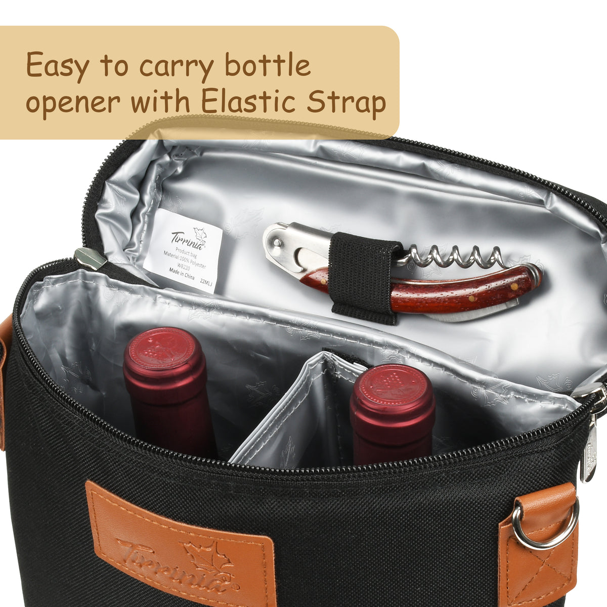 Tirrinia 2 Bottle Wine Carrier for Picnic
