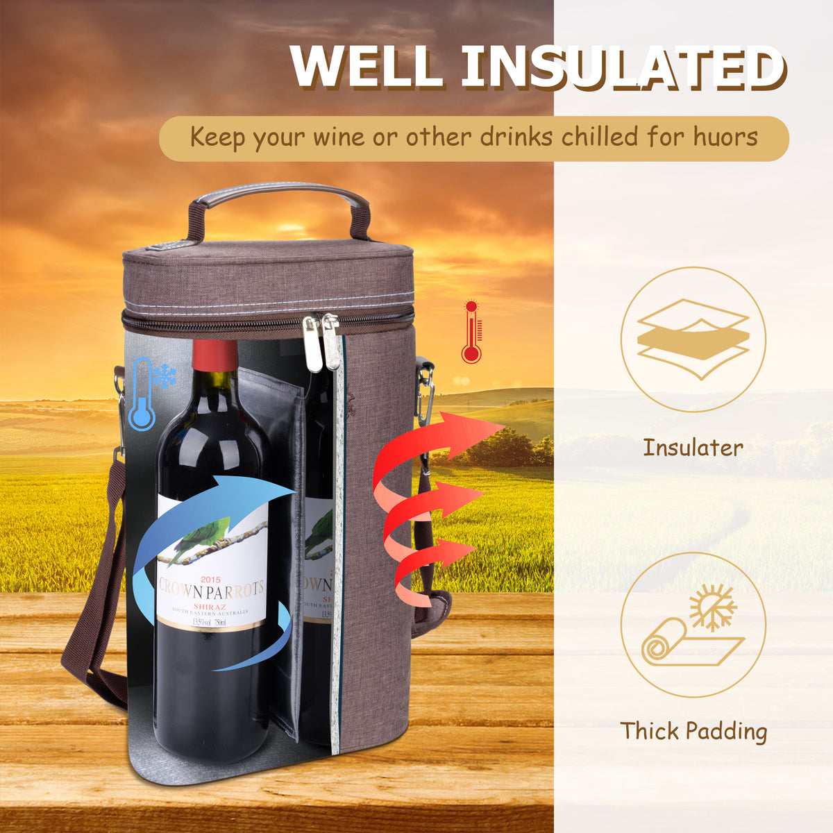 Tirrinia 2 Bottle Insulated Wine Bag – Stylish Wine Tote for Travel, Picnic & Gifting product image 26