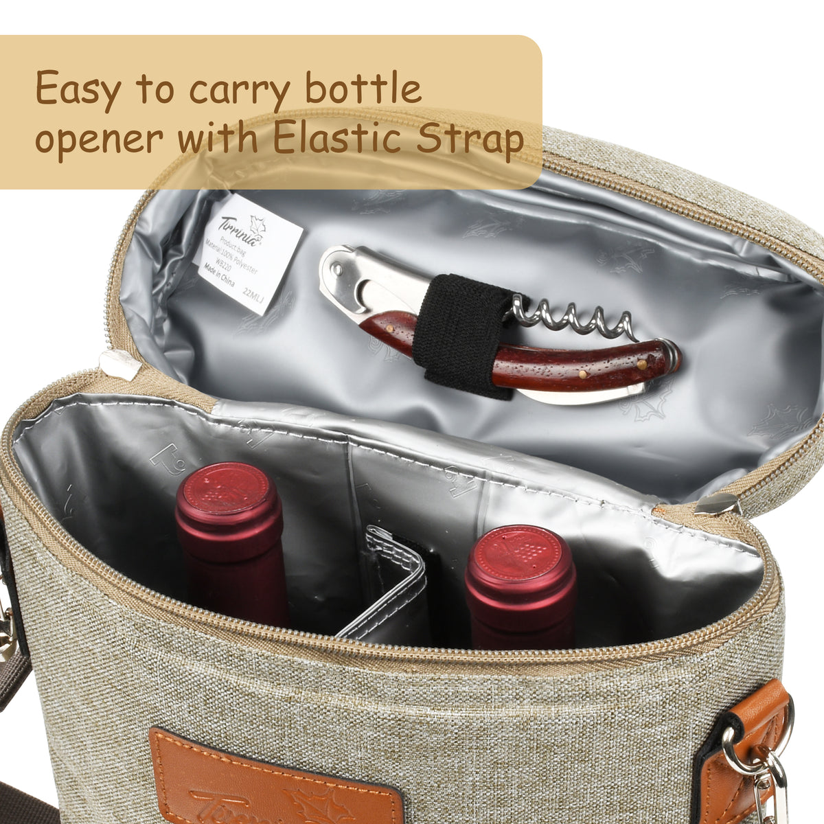 Tirrinia 2 Bottle Wine Carrier for Picnic