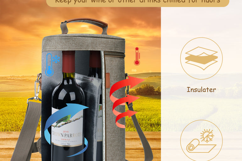 Tirrinia 2 Bottle Wine Carrier for Picnic
