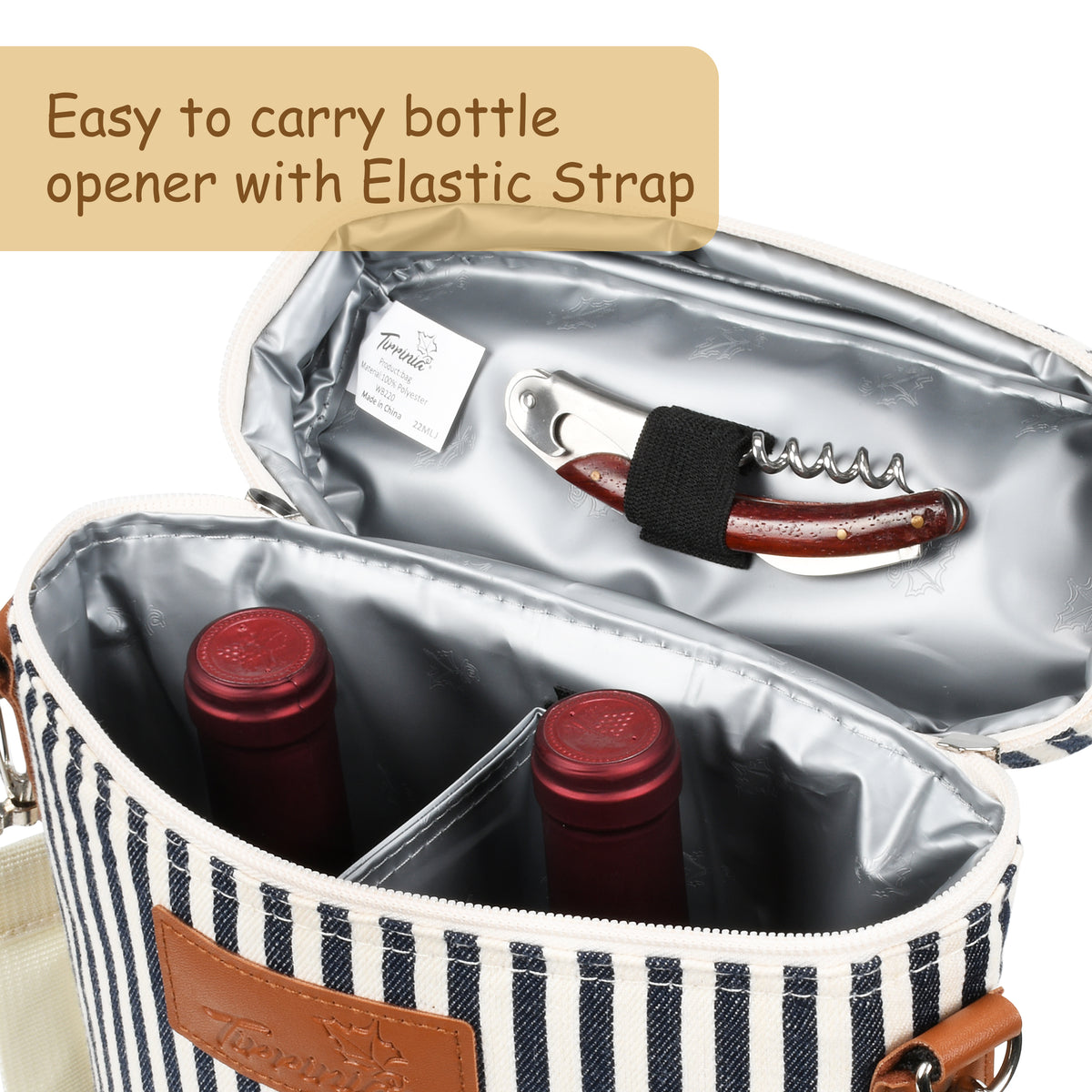 Tirrinia 2 Bottle Wine Carrier for Picnic