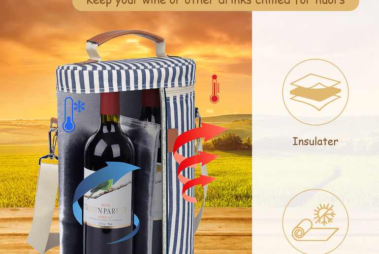 Tirrinia 2 Bottle Wine Carrier for Picnic
