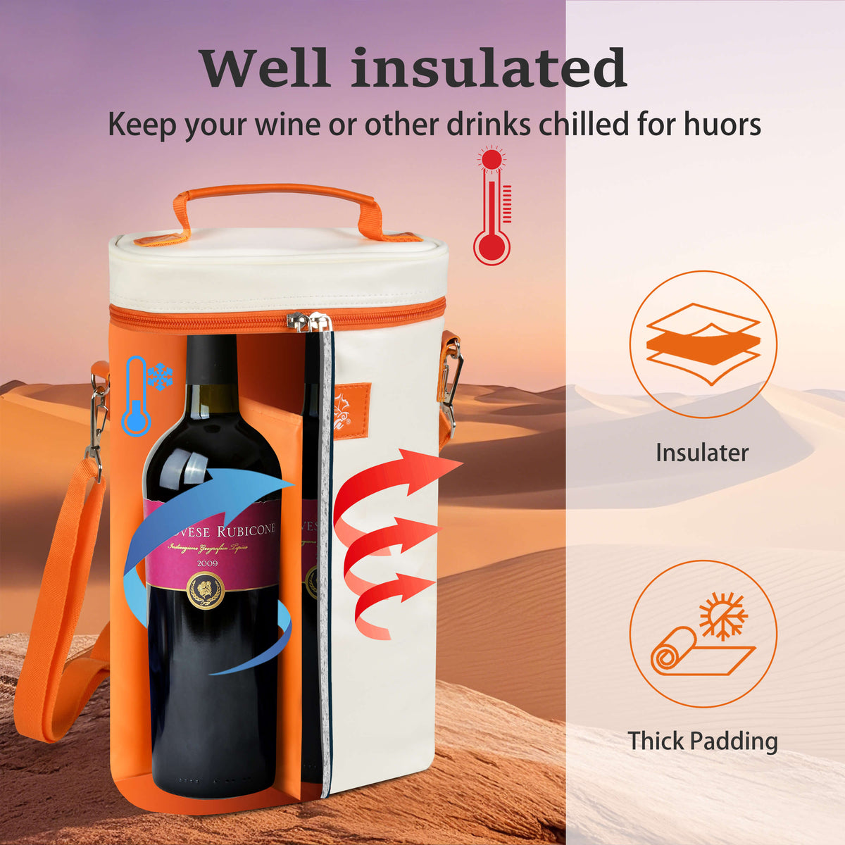 Tirrinia 2 Bottle Insulated Wine Bag – Stylish Wine Tote for Travel, Picnic & Gifting detail view