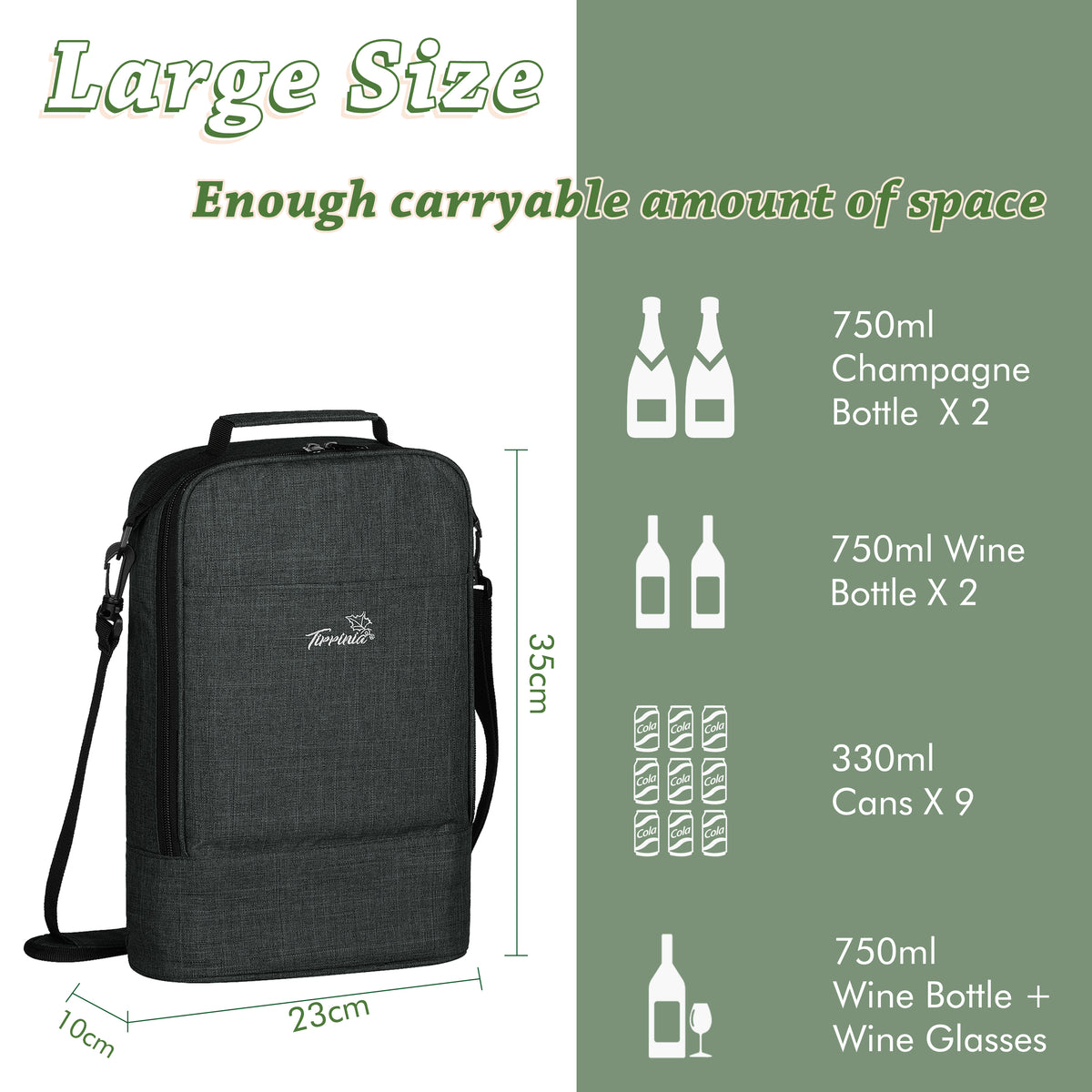 Tirrinia 2 Bottle Wine Cooler Bag For Park