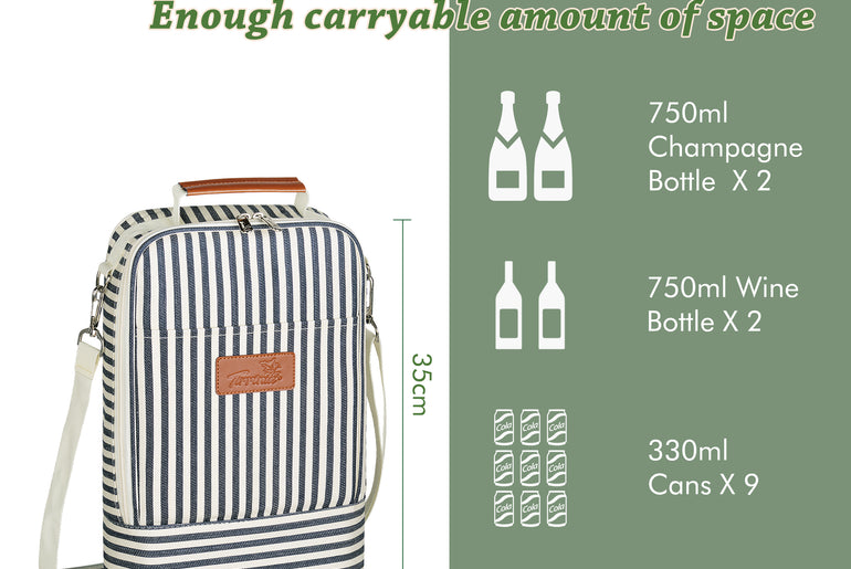 Tirrinia 2 Bottle Wine Cooler Bag For Park