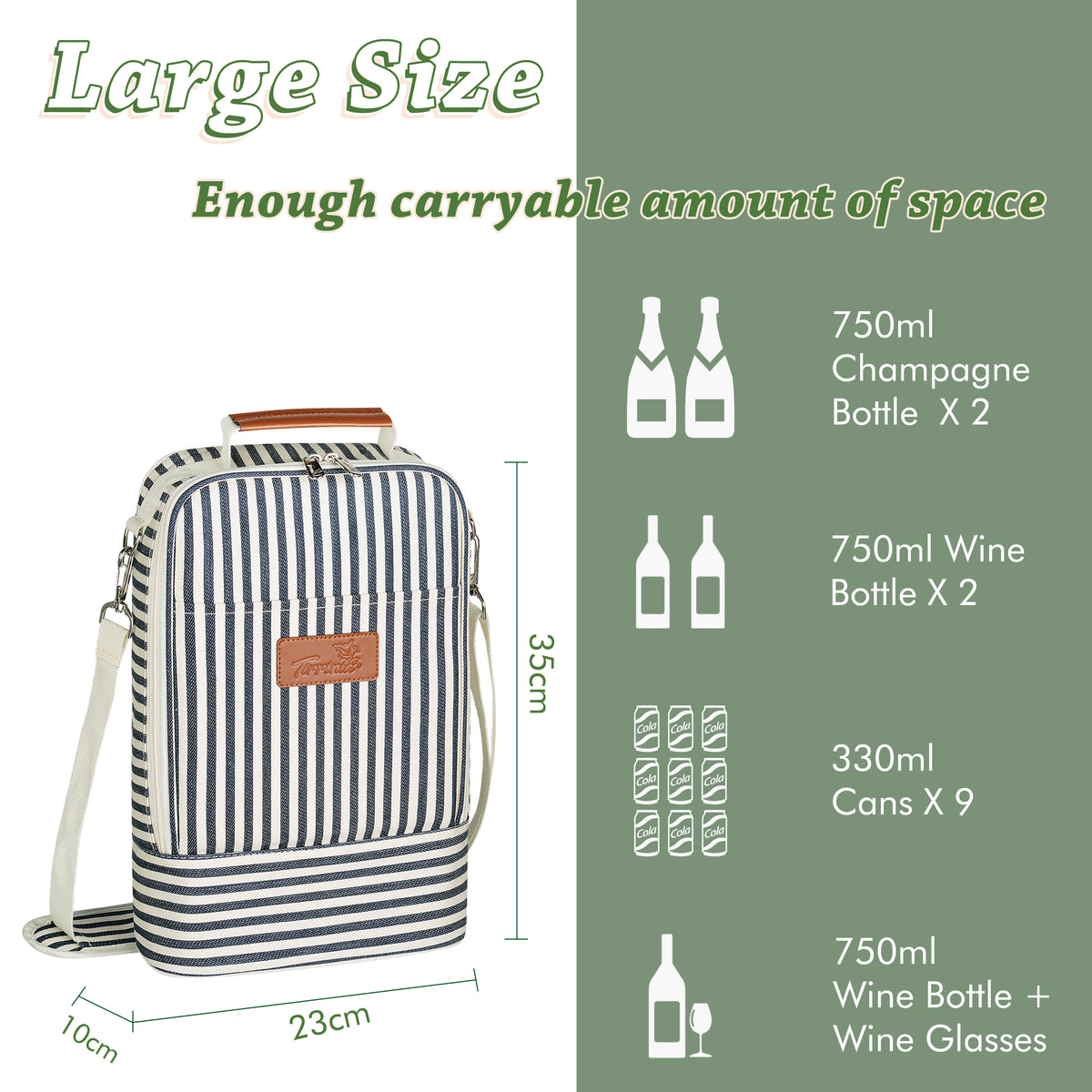 Tirrinia 2 Bottle Wine Cooler Bag For Park