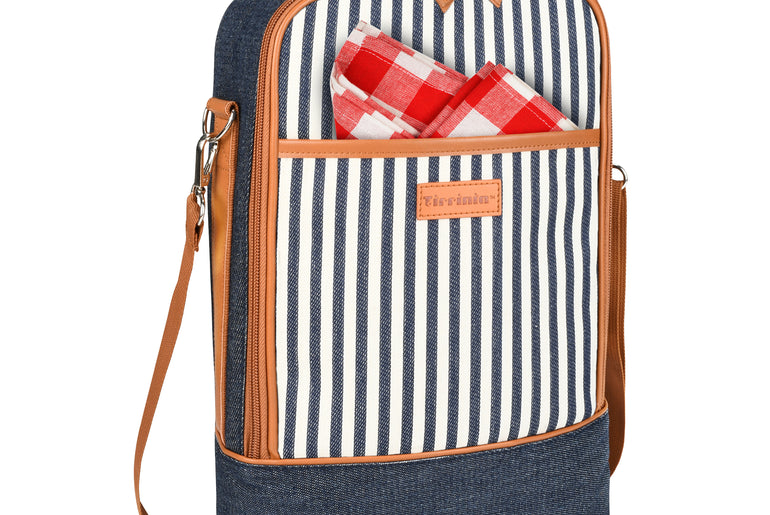 Tirrinia 2 Bottle Wine Carrier Bag for Picnic front view